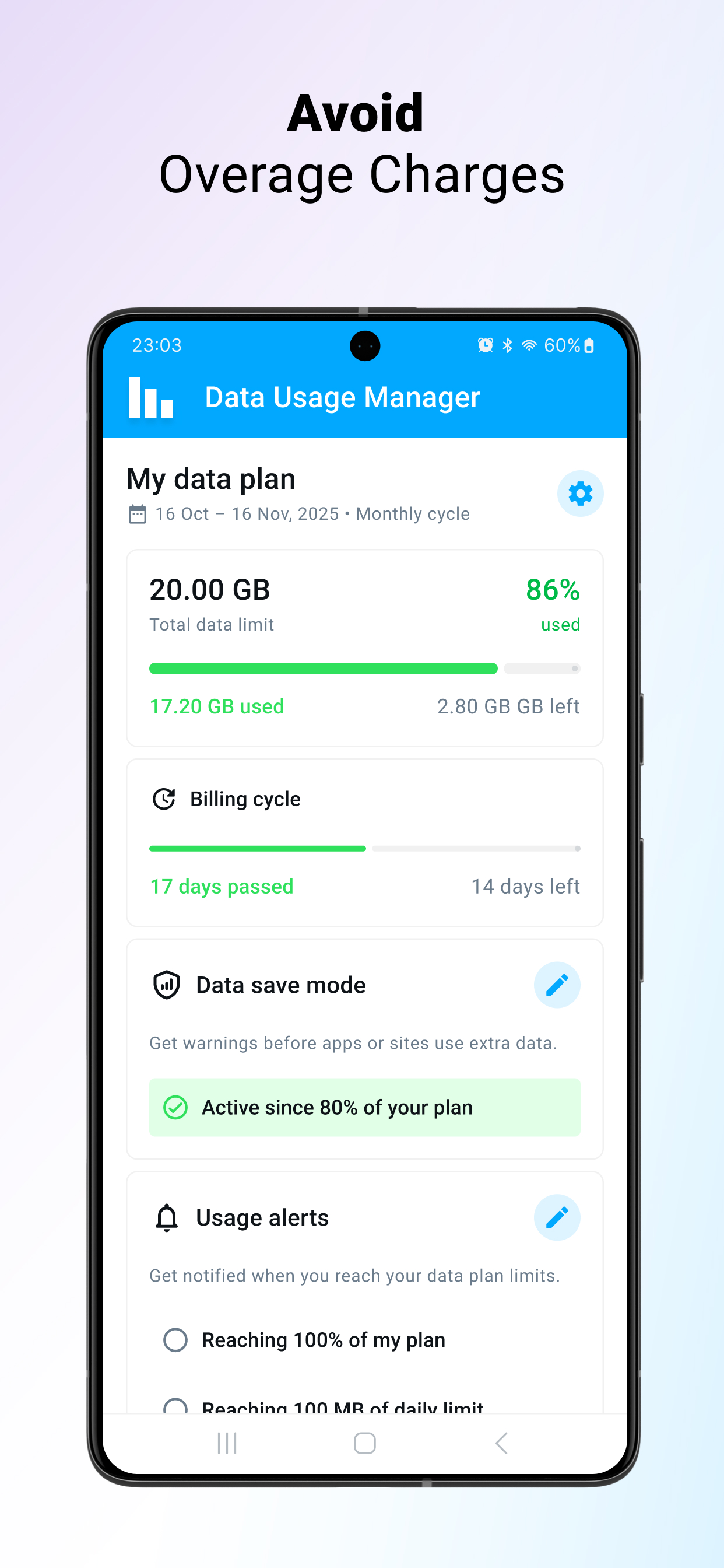 اسکرین شات 5 برنامه Data Usage Manager & Monitor