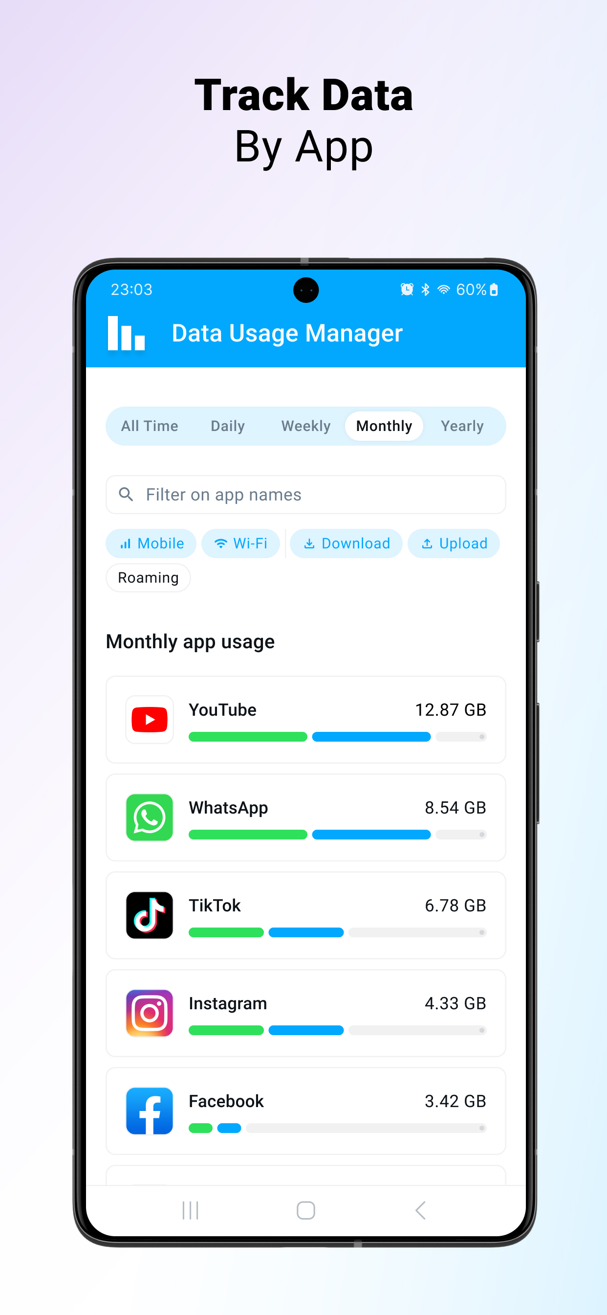 اسکرین شات 3 برنامه Data Usage Manager & Monitor