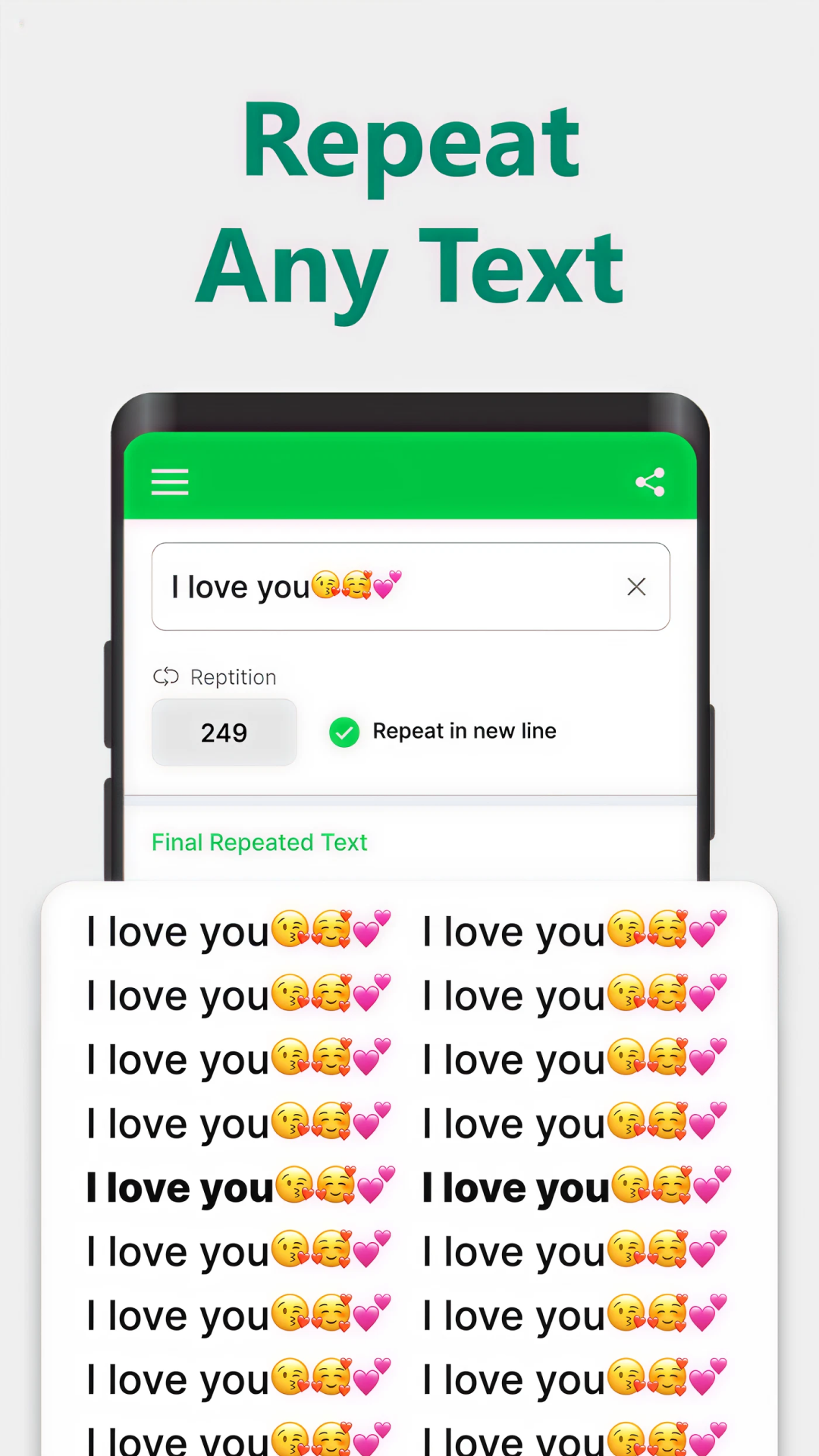 اسکرین شات 1 برنامه Text Repeater: Repeat Text 10K