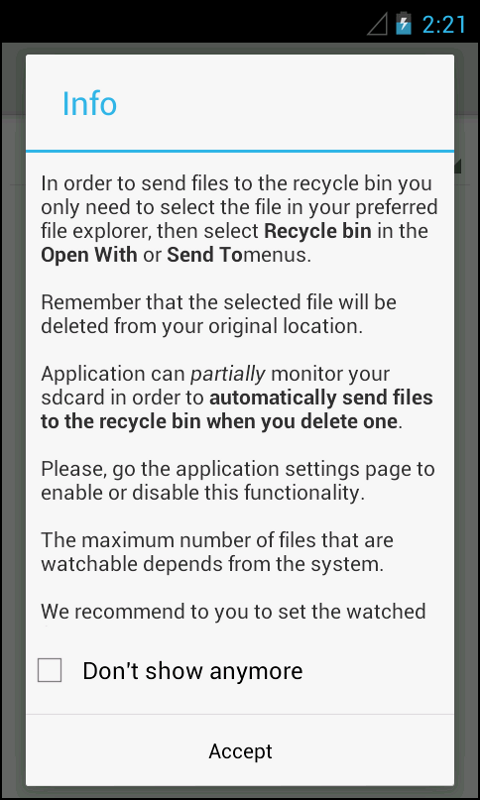 اسکرین شات 1 برنامه Recycle Bin