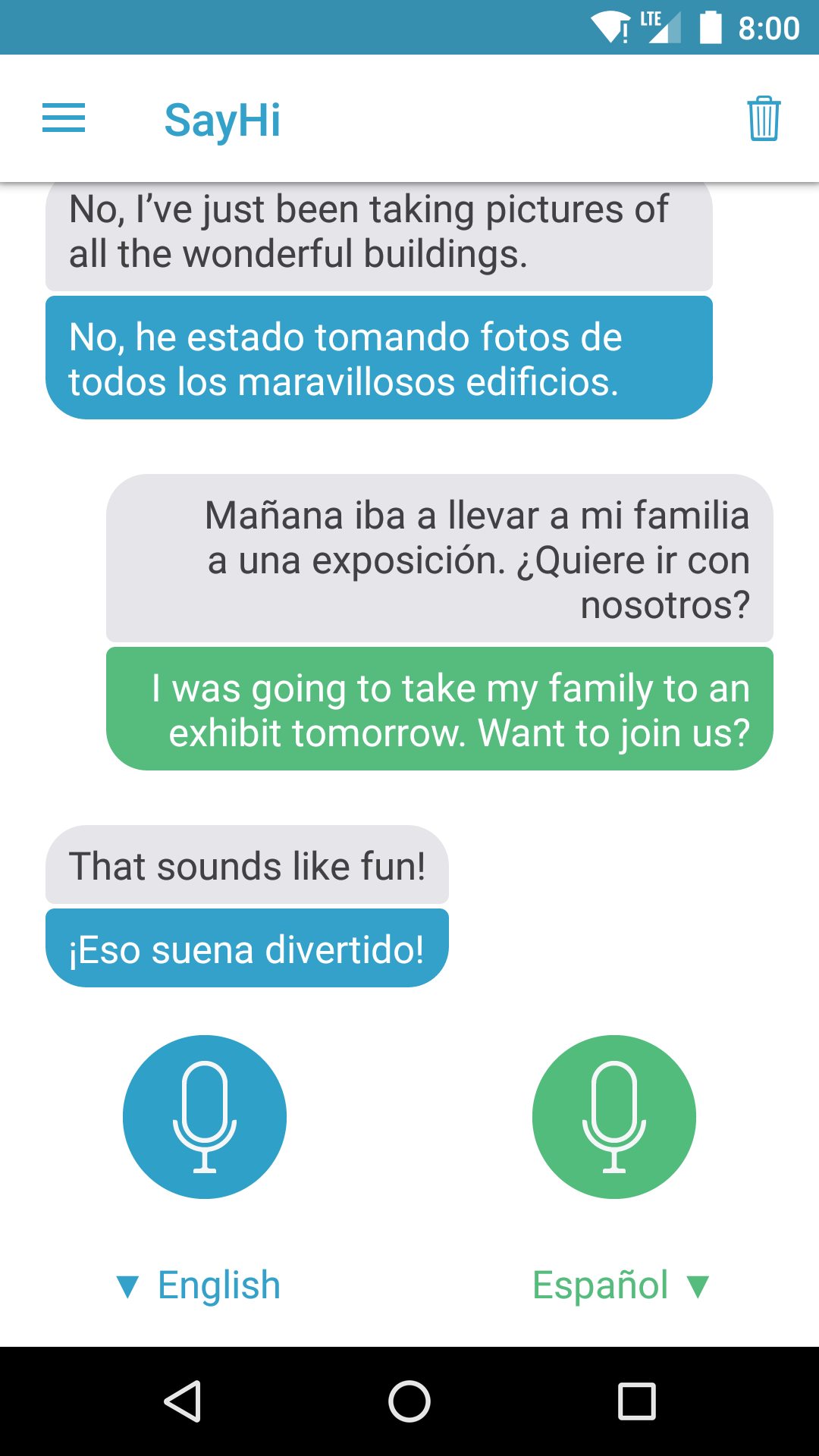 اسکرین شات 1 برنامه SayHi Translate