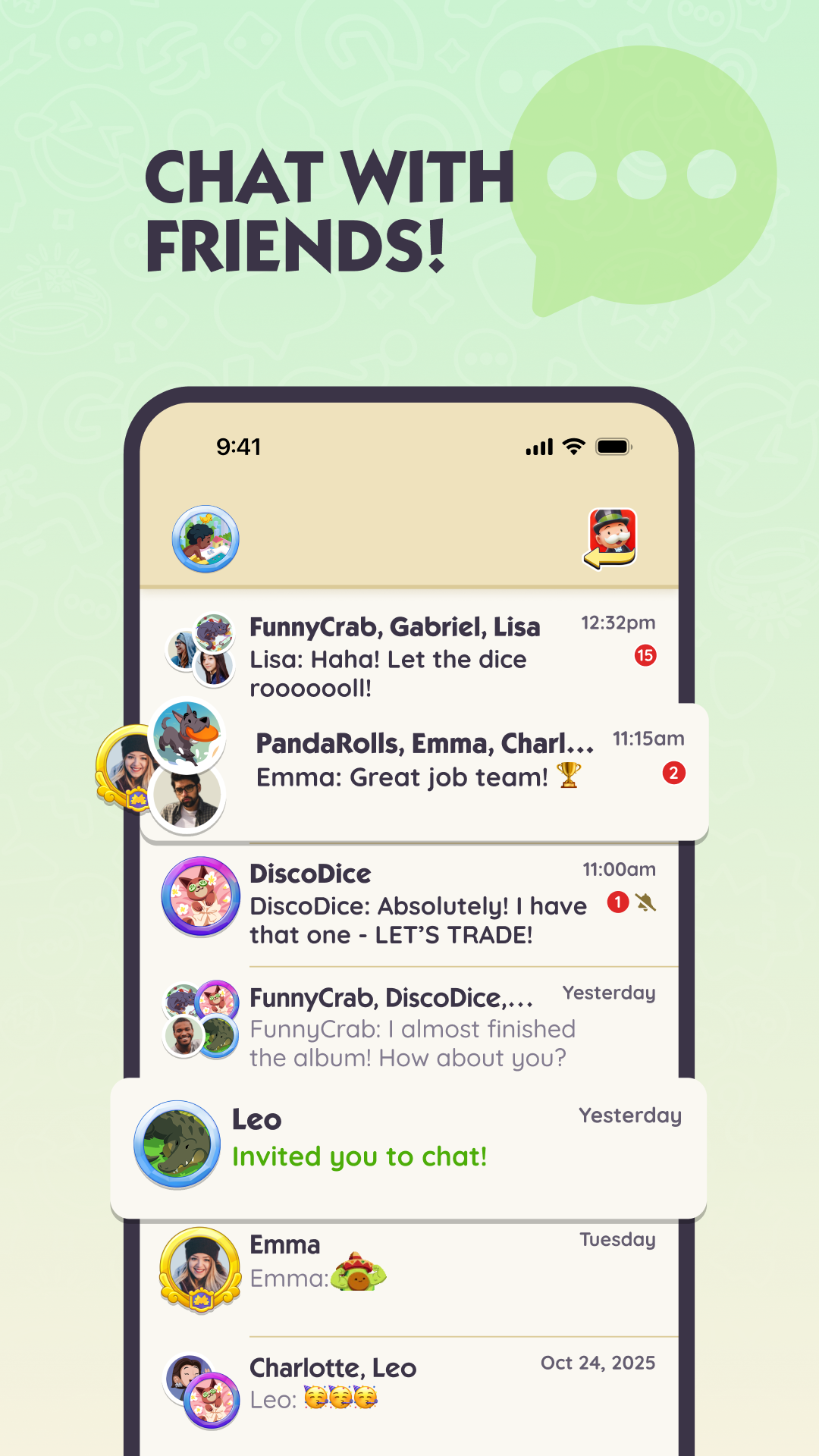 اسکرین شات 2 برنامه MONOPOLY GO!Chat