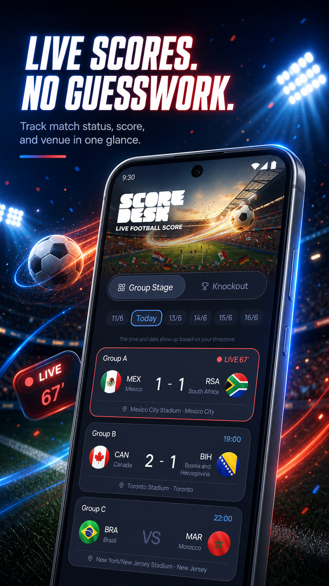 اسکرین شات 2 برنامه ScoreDeck: Live Football Score