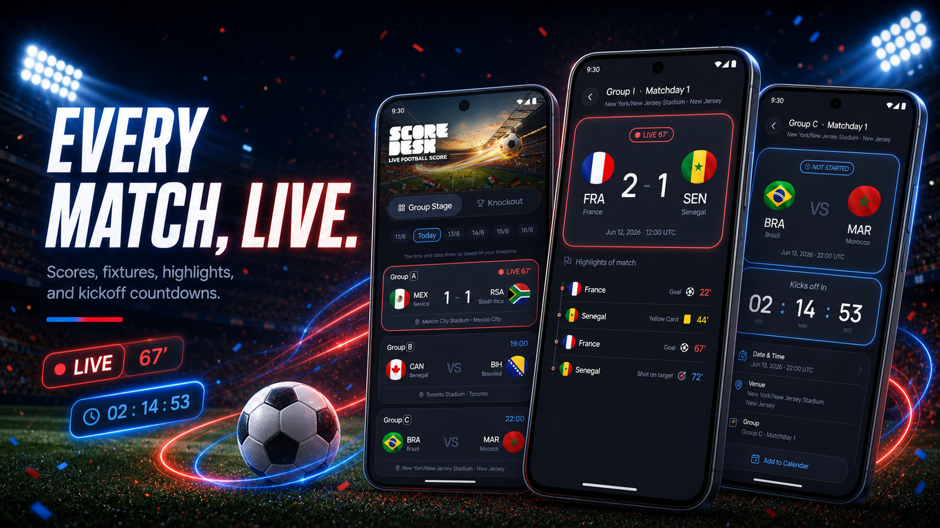اسکرین شات 1 برنامه ScoreDeck: Live Football Score