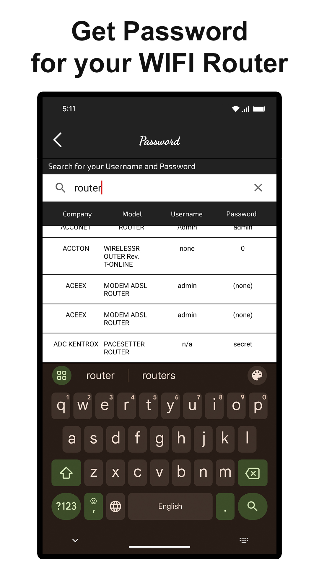 اسکرین شات 1 برنامه Router Settings: WiFi Password