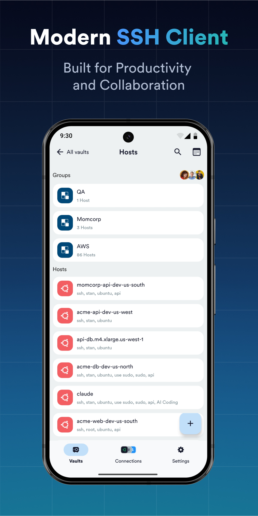 اسکرین شات 1 برنامه Termius - Modern SSH Client