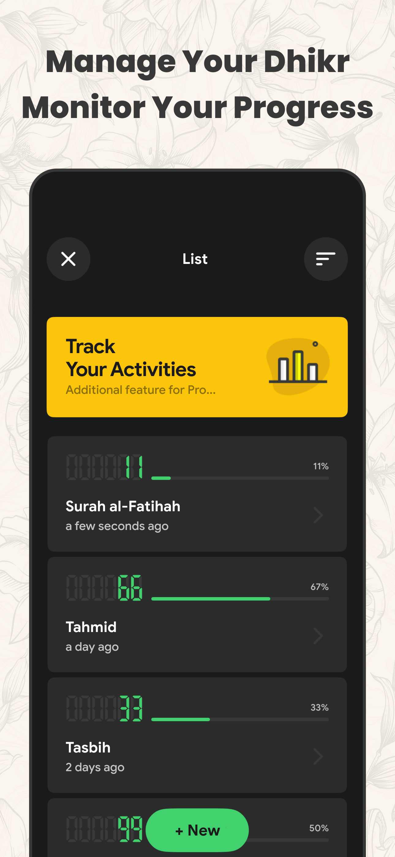 اسکرین شات 4 برنامه Tasbih Counter Pro: Dhikr App