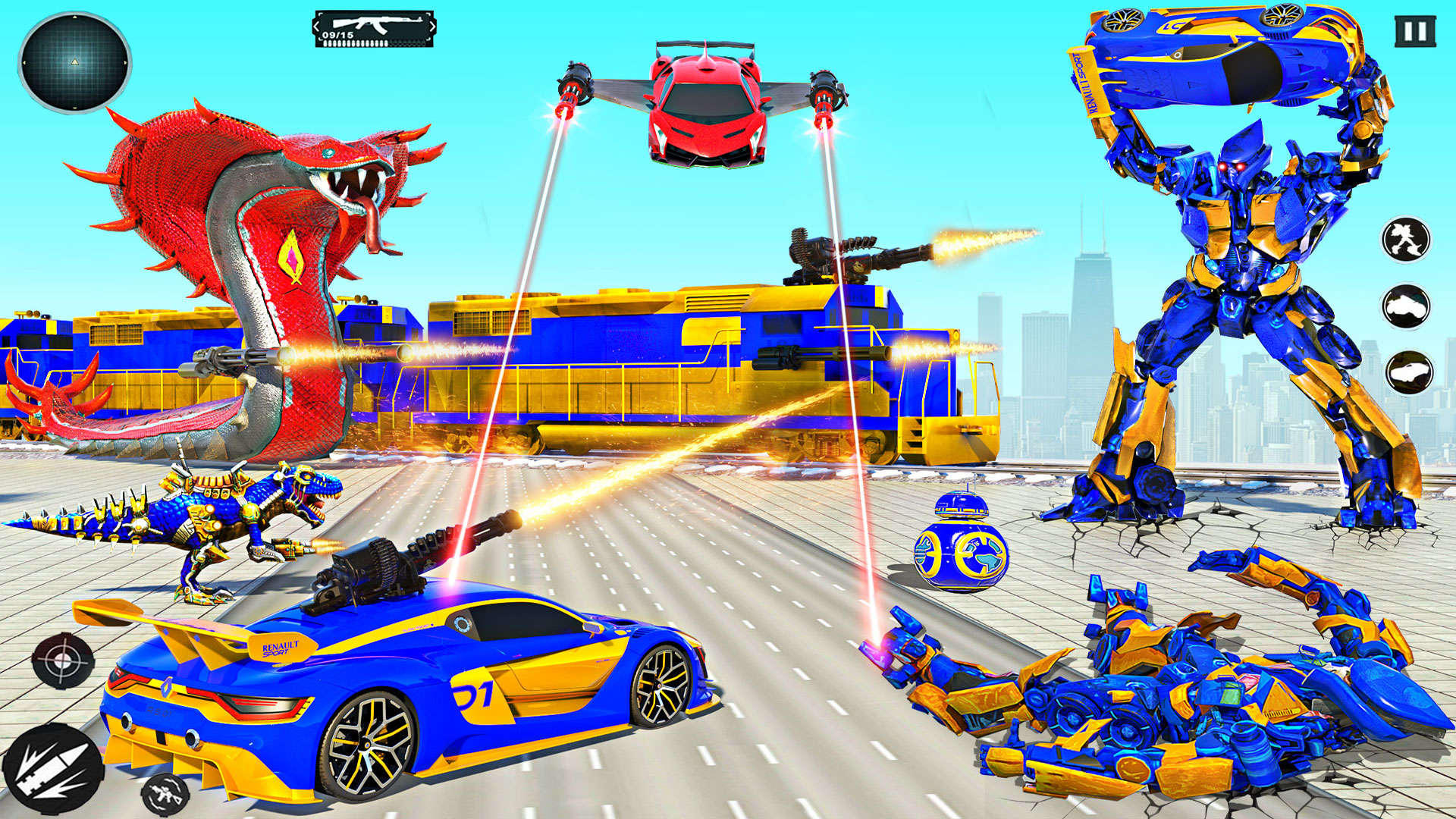 اسکرین شات 1 برنامه Train Robot Transform Car Game
