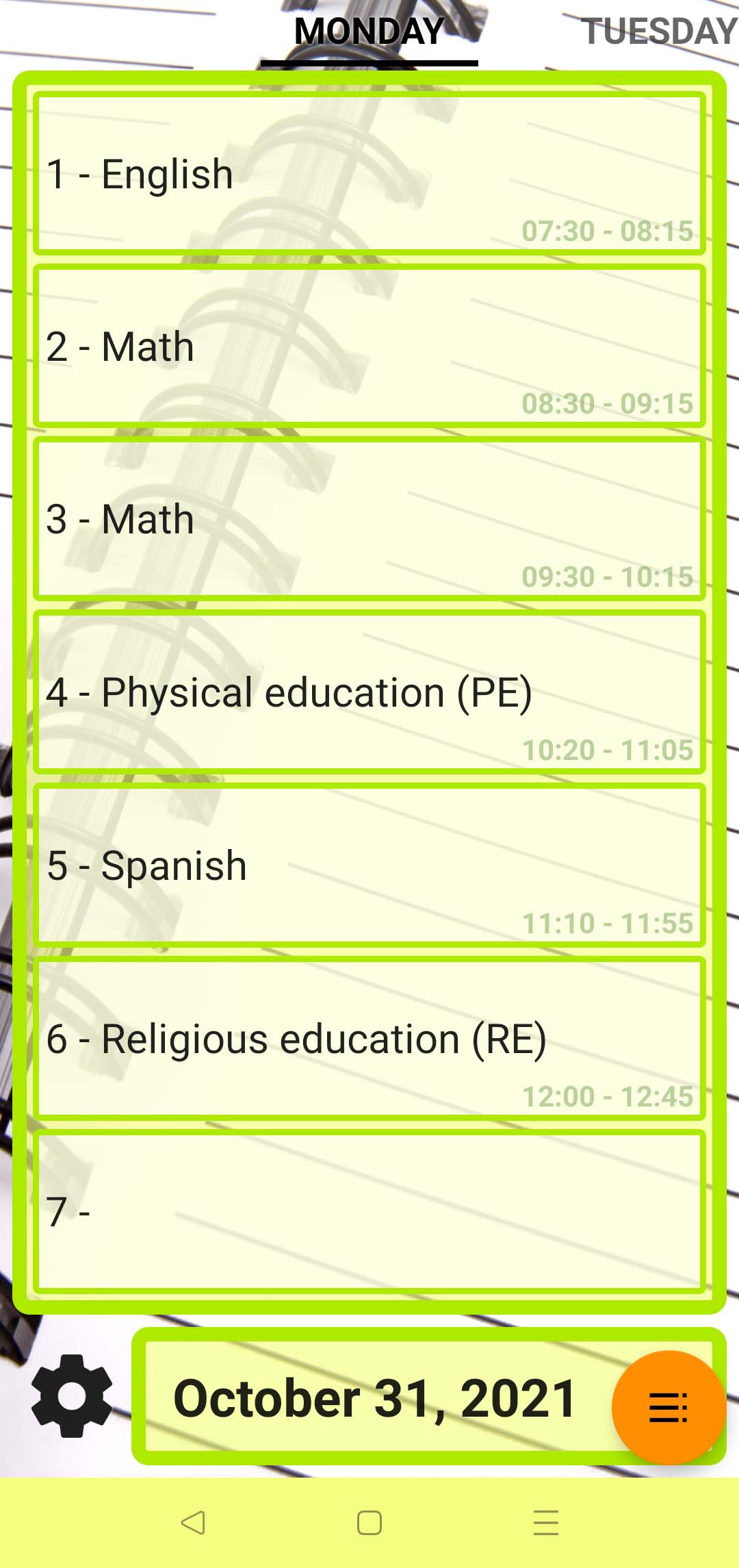 اسکرین شات 2 برنامه My Grades - School Timetable