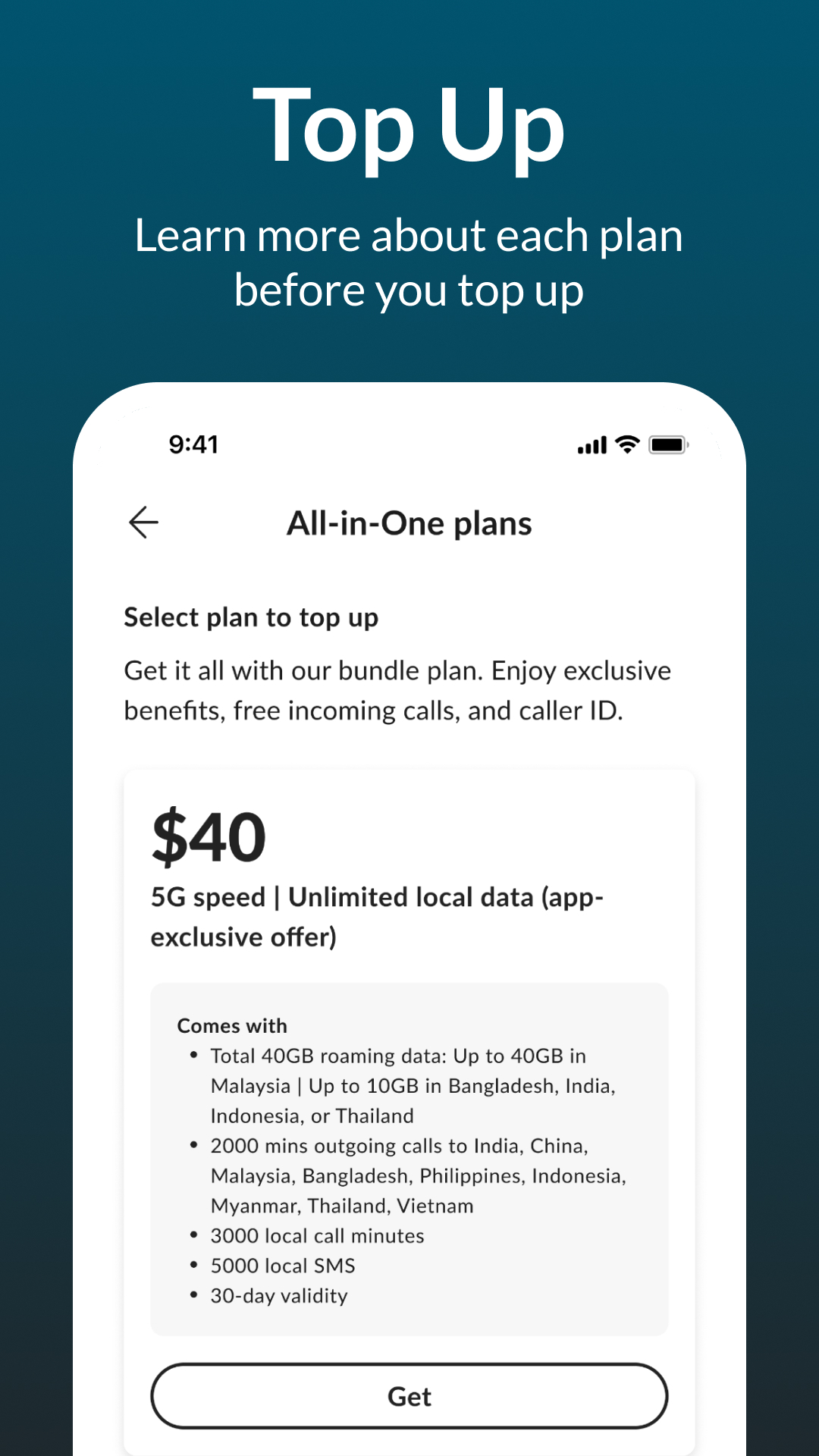 اسکرین شات 3 برنامه Singtel Prepaid hi!App