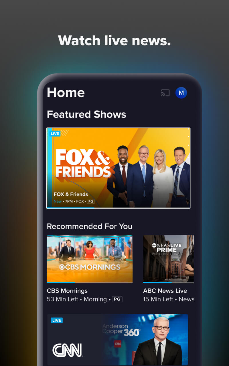 اسکرین شات 2 برنامه Sling: Live TV + Freestream