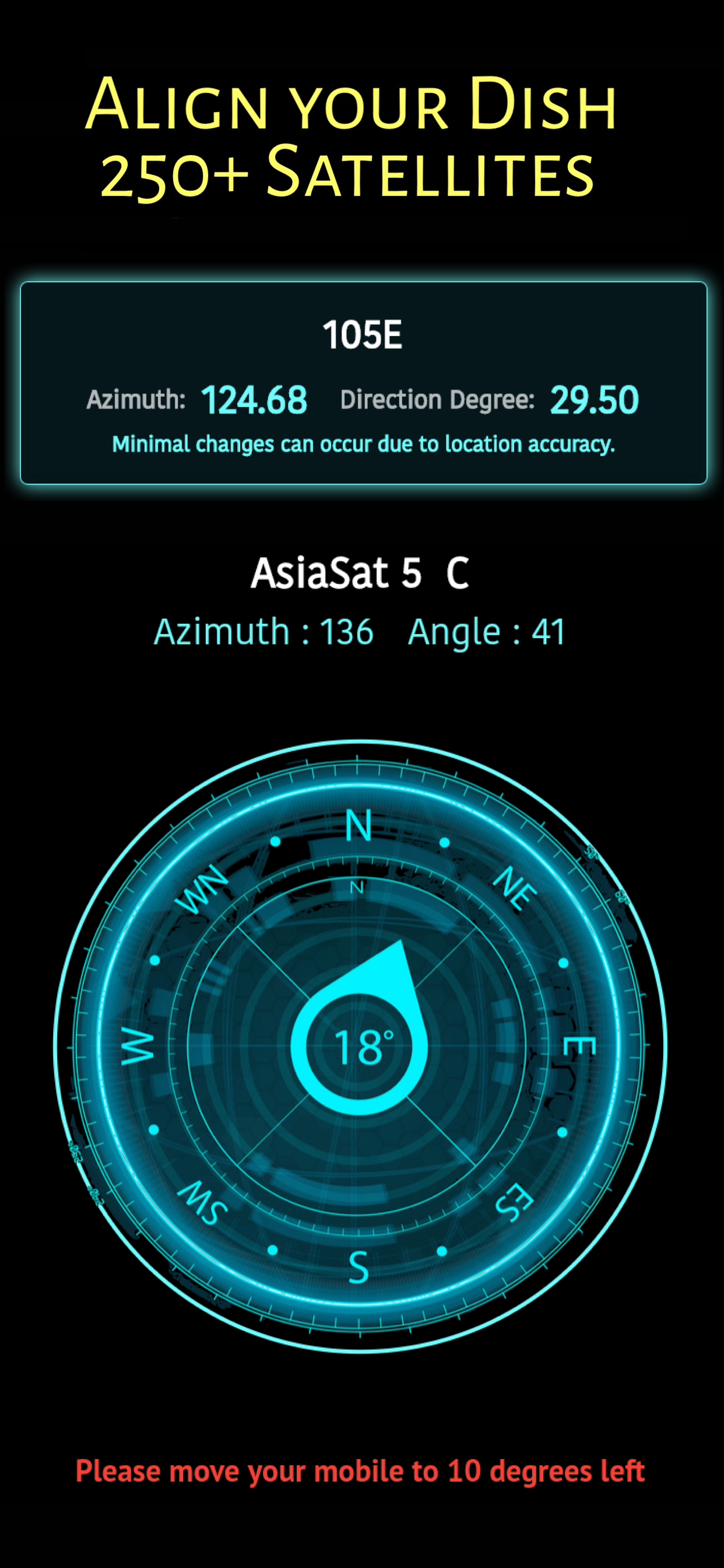 اسکرین شات 1 برنامه Satellite TV Finder, Dish 360