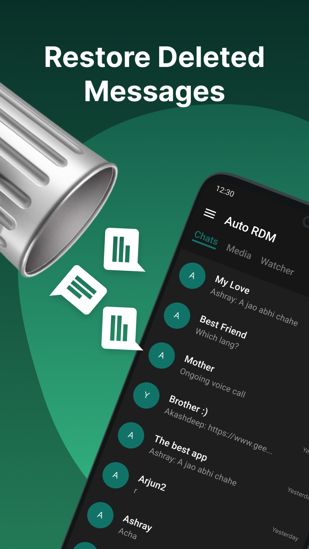 اسکرین شات 4 برنامه Auto RDM: See Deleted Messages