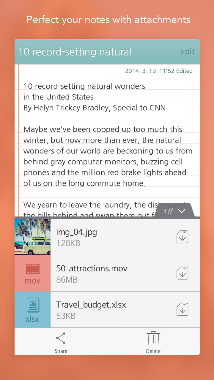 اسکرین شات 2 برنامه SomNote - Beautiful note app