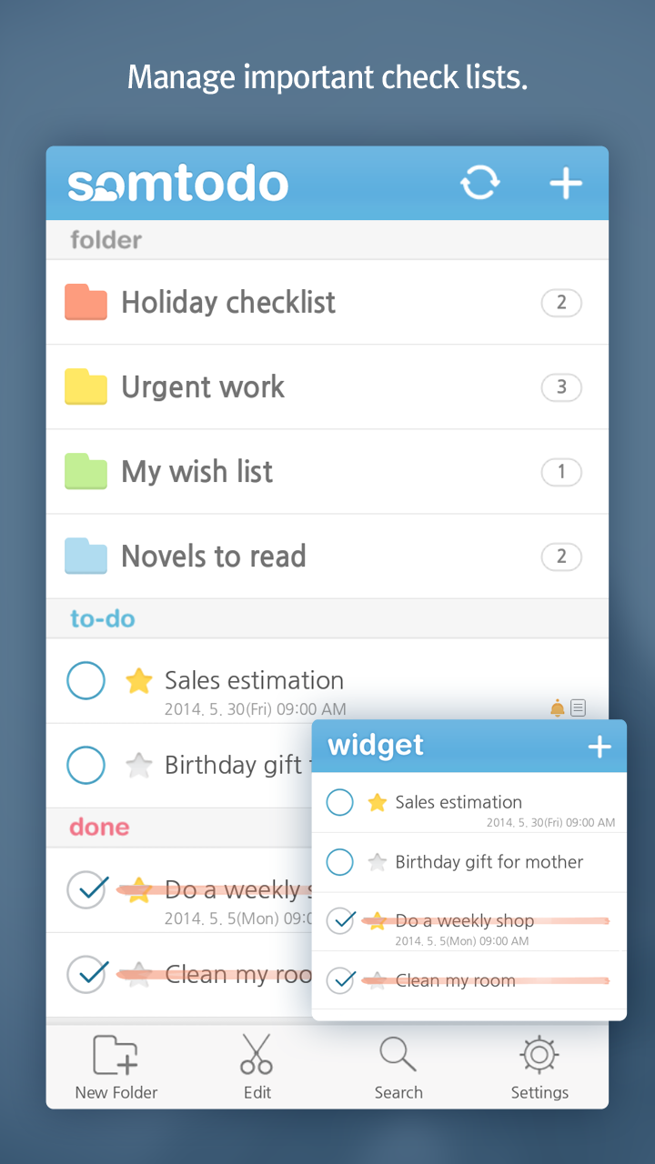 اسکرین شات 1 برنامه SomTodo - Task/To-do widget