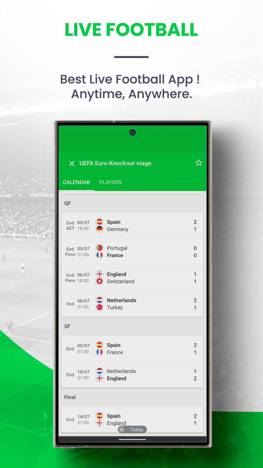 اسکرین شات 1 برنامه SKORES - Live Football Scores