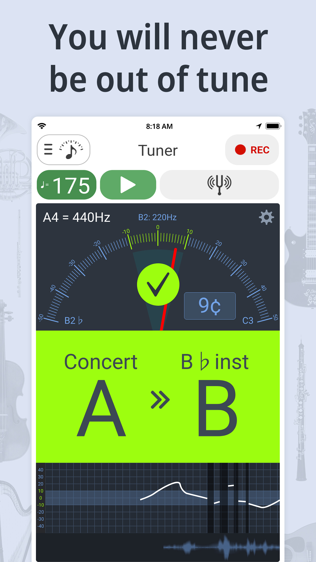 اسکرین شات 1 برنامه Tuner & Metronome
