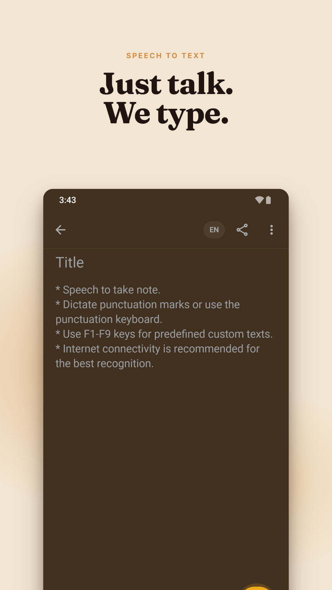 اسکرین شات 1 برنامه SNotes: Voice & Speech to Text