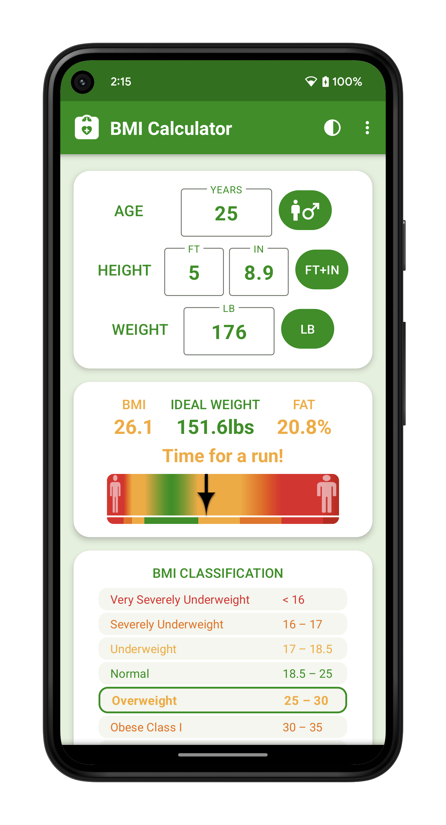 اسکرین شات 3 برنامه BMI Calculator