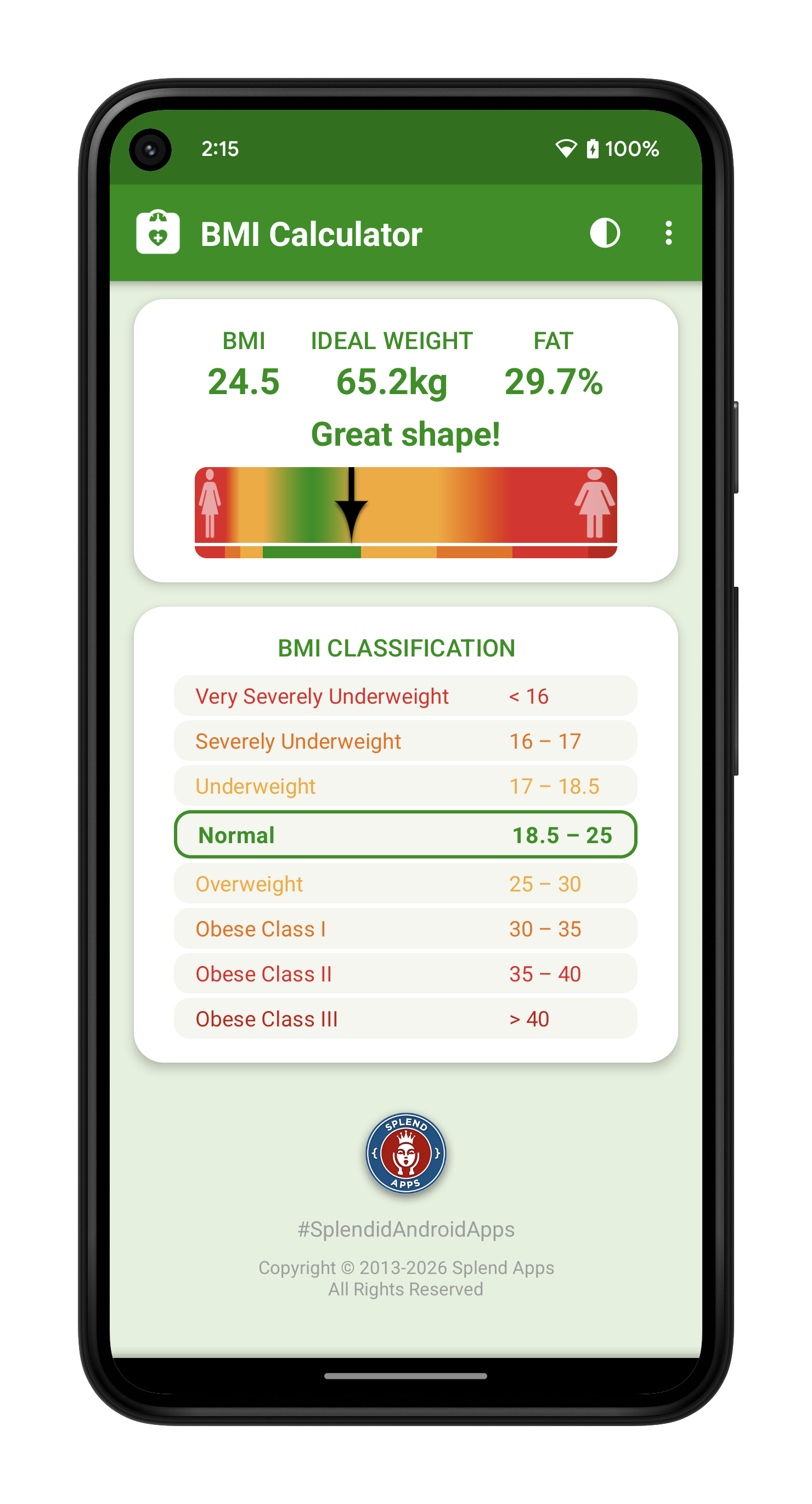 اسکرین شات 5 برنامه BMI Calculator