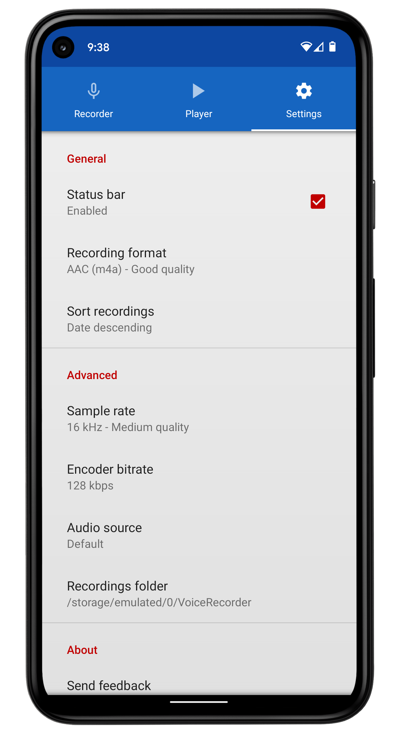 اسکرین شات 3 برنامه Voice Recorder