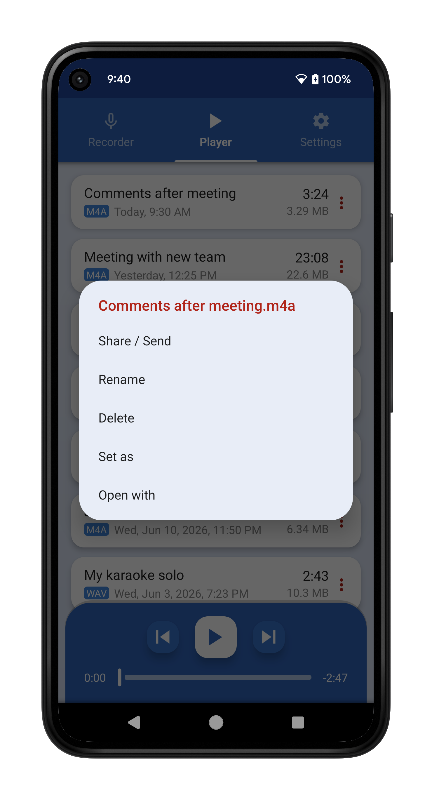 اسکرین شات 5 برنامه Voice Recorder