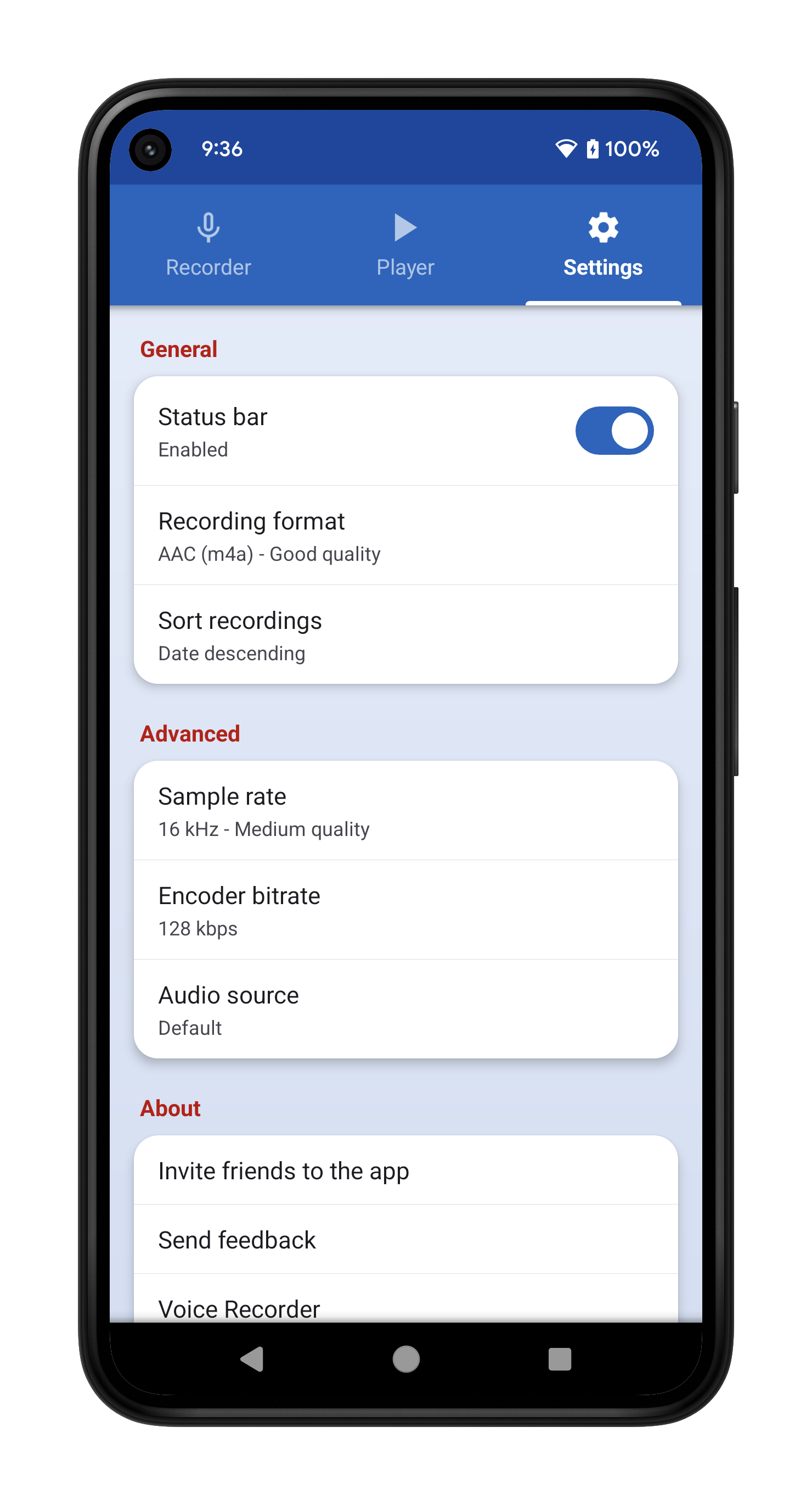 اسکرین شات 3 برنامه Voice Recorder