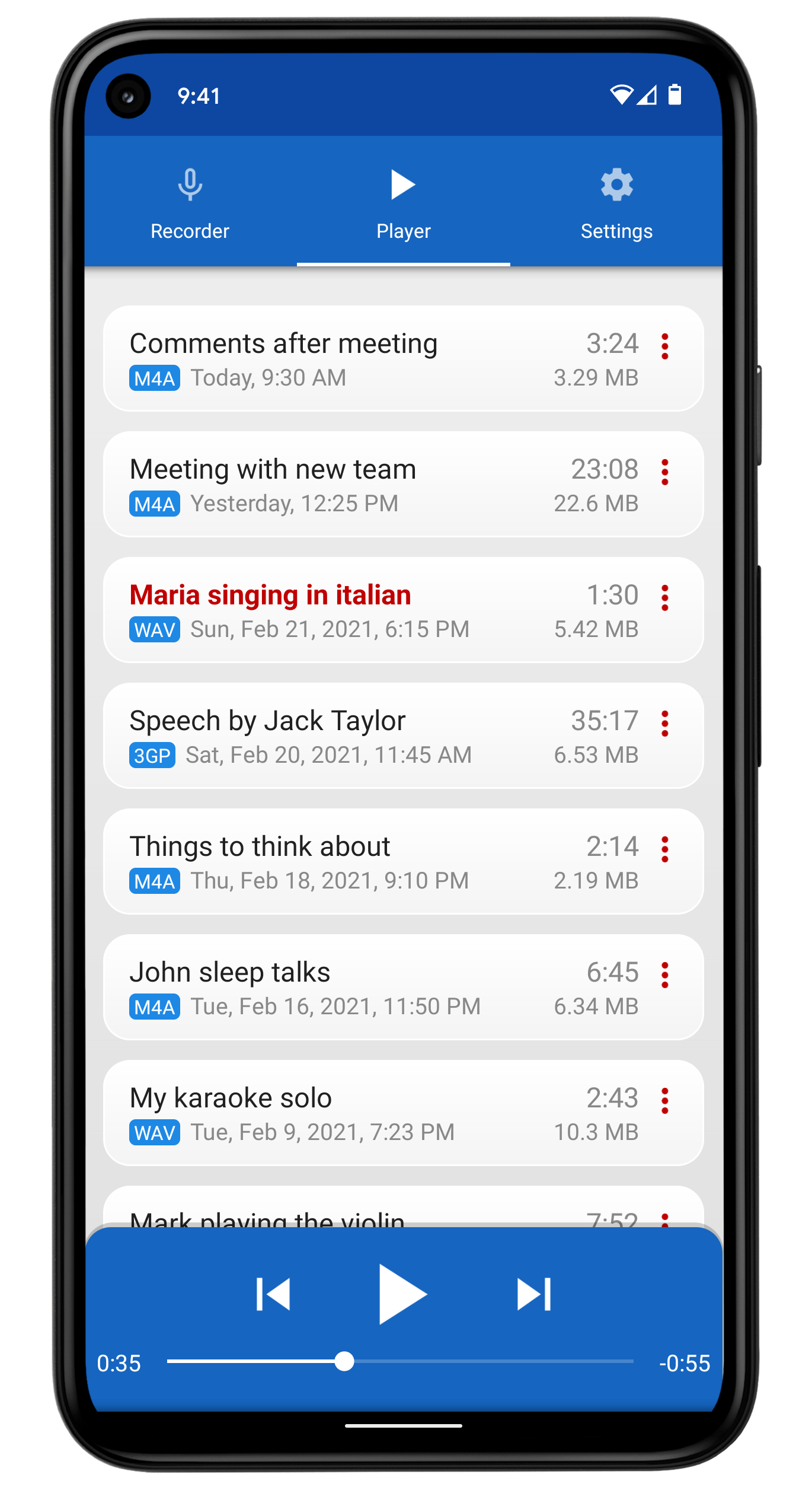 اسکرین شات 2 برنامه Voice Recorder
