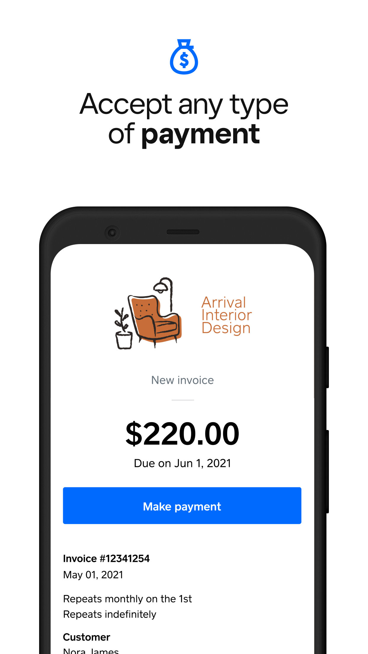 اسکرین شات 3 برنامه Square Invoices: Invoice Maker