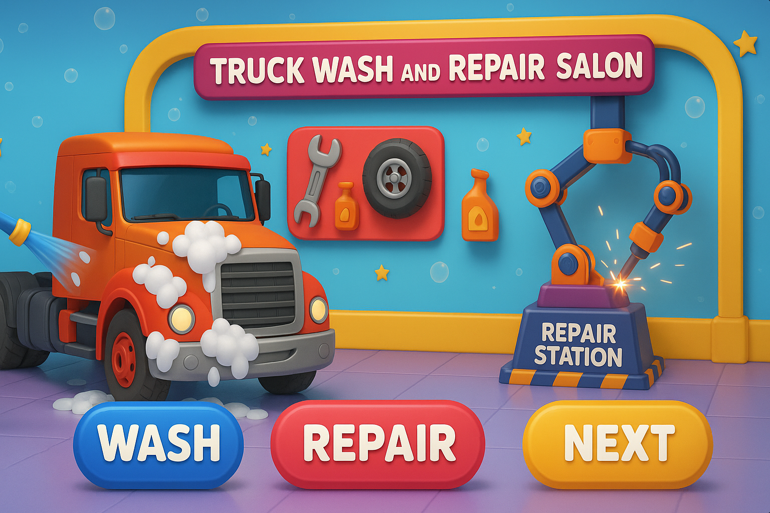 اسکرین شات 3 بازی Car Wash & Repair Salon Crazy