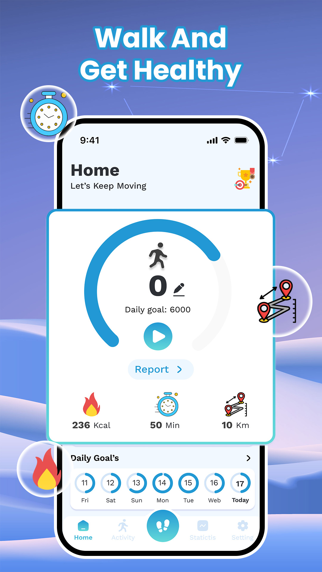 اسکرین شات 2 برنامه Pedometer App: Step Counter