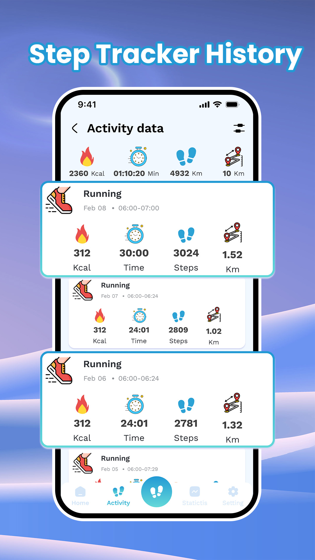 اسکرین شات 3 برنامه Pedometer App: Step Counter