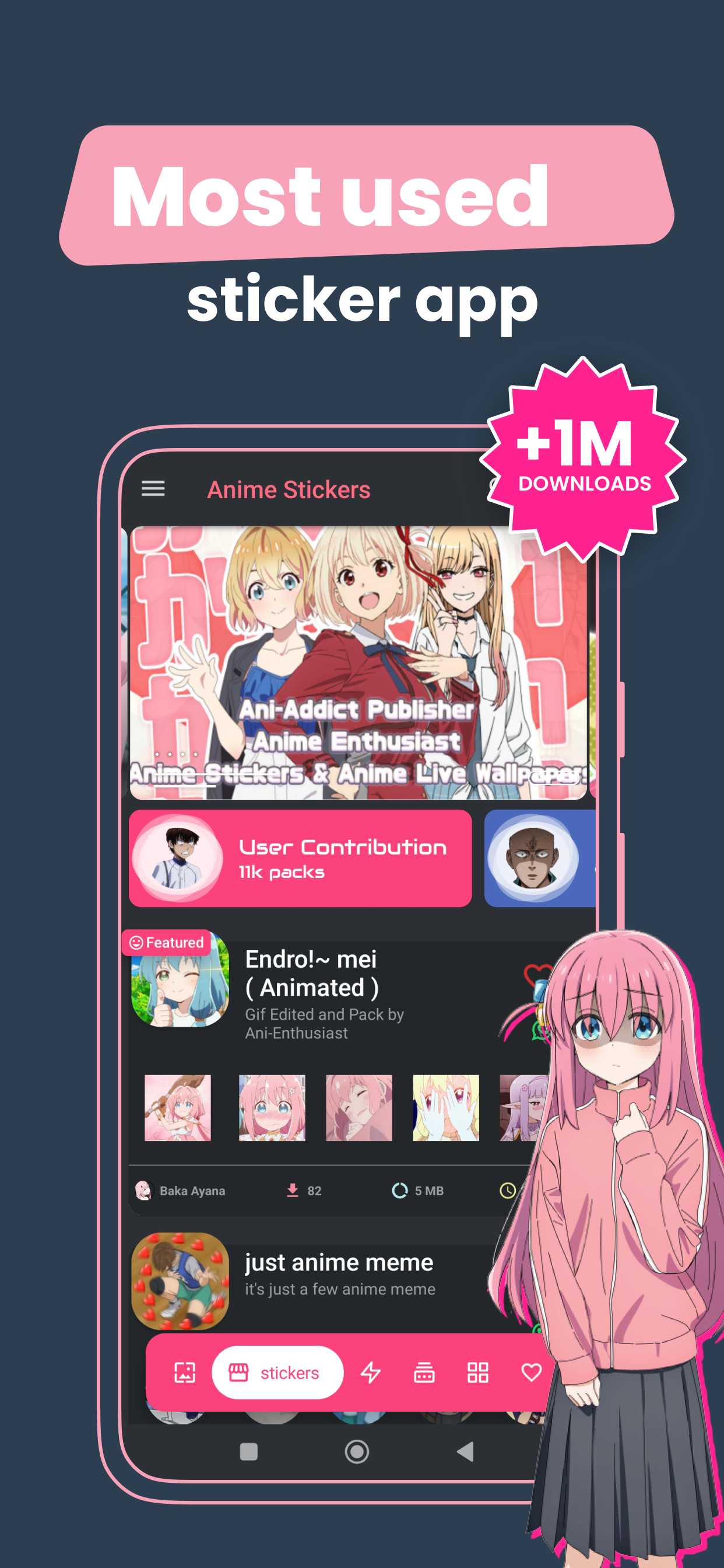 اسکرین شات 2 برنامه Anime Stickers For WASticker