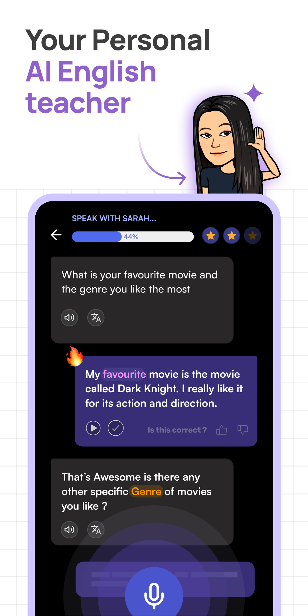 اسکرین شات 2 برنامه Stimuler AI: English Fluency