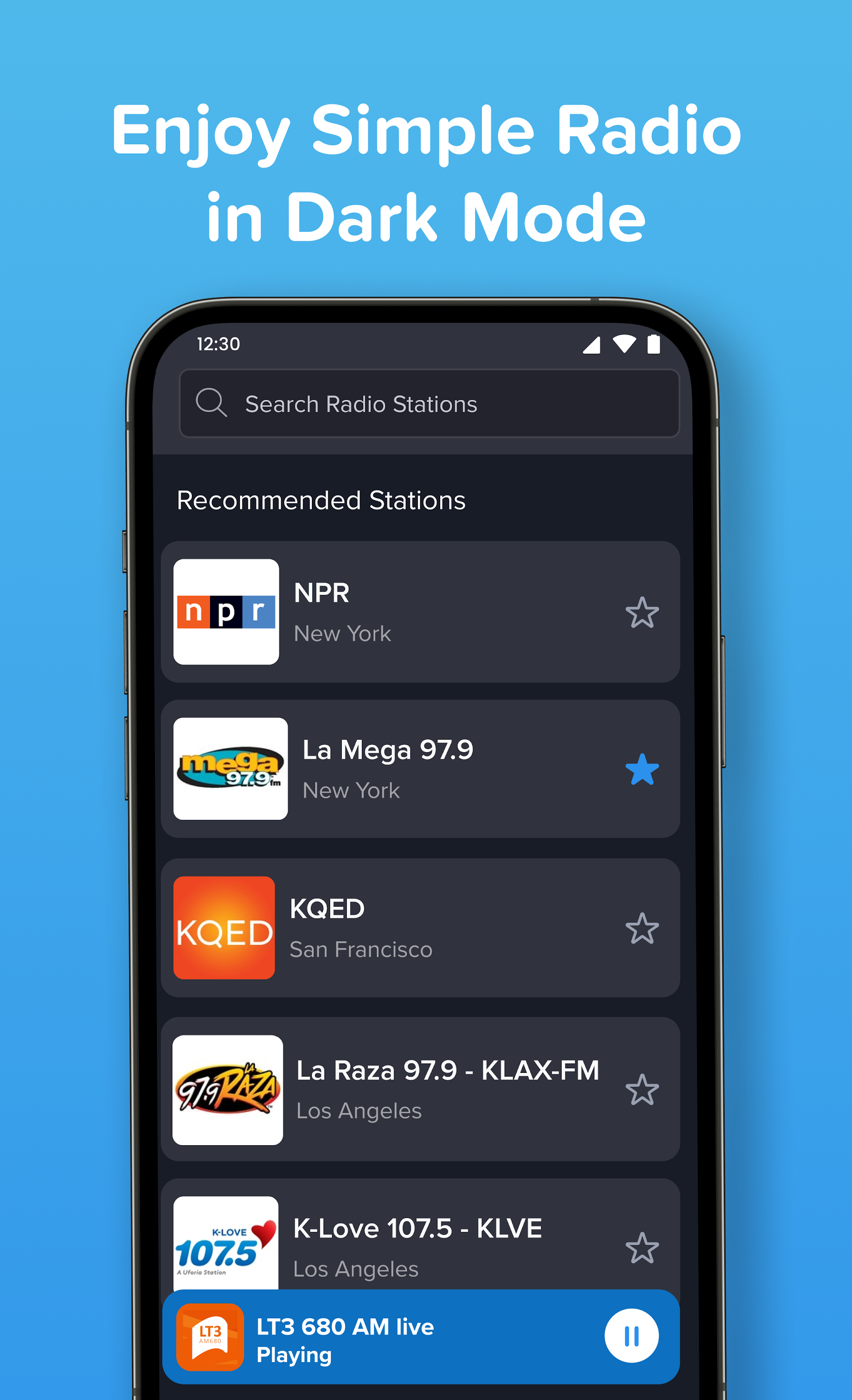 اسکرین شات 6 برنامه Simple Radio: Live FM AM Radio