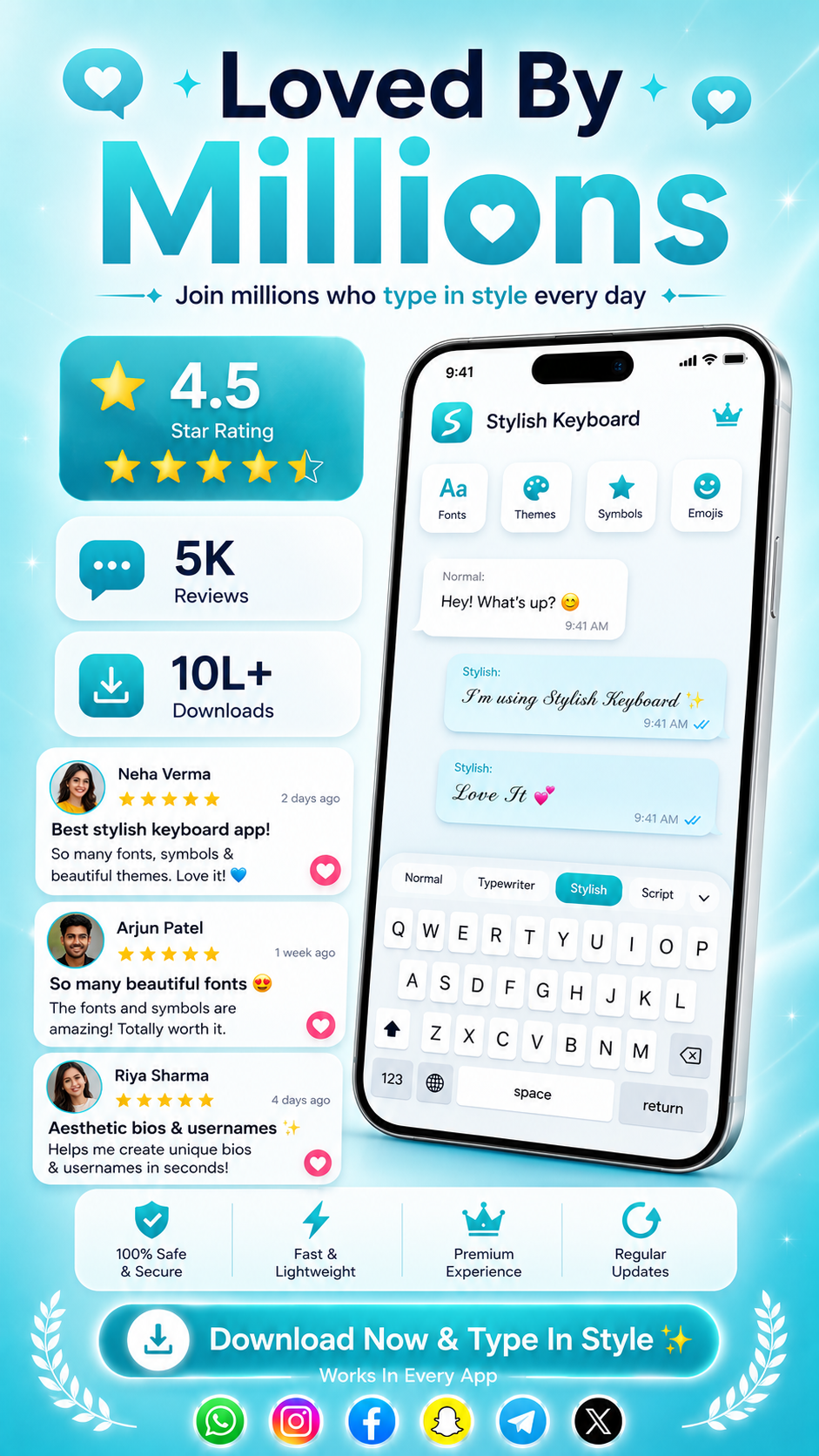 اسکرین شات 7 برنامه Stylish Keyboard-Fonts & Theme