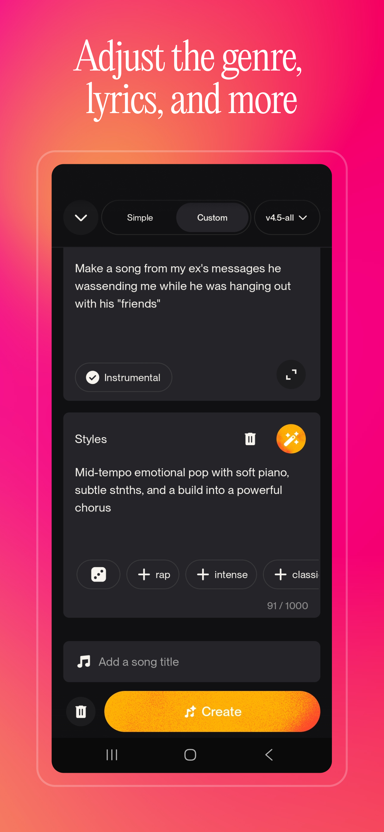 اسکرین شات 2 برنامه Suno - AI Music & Songs Maker