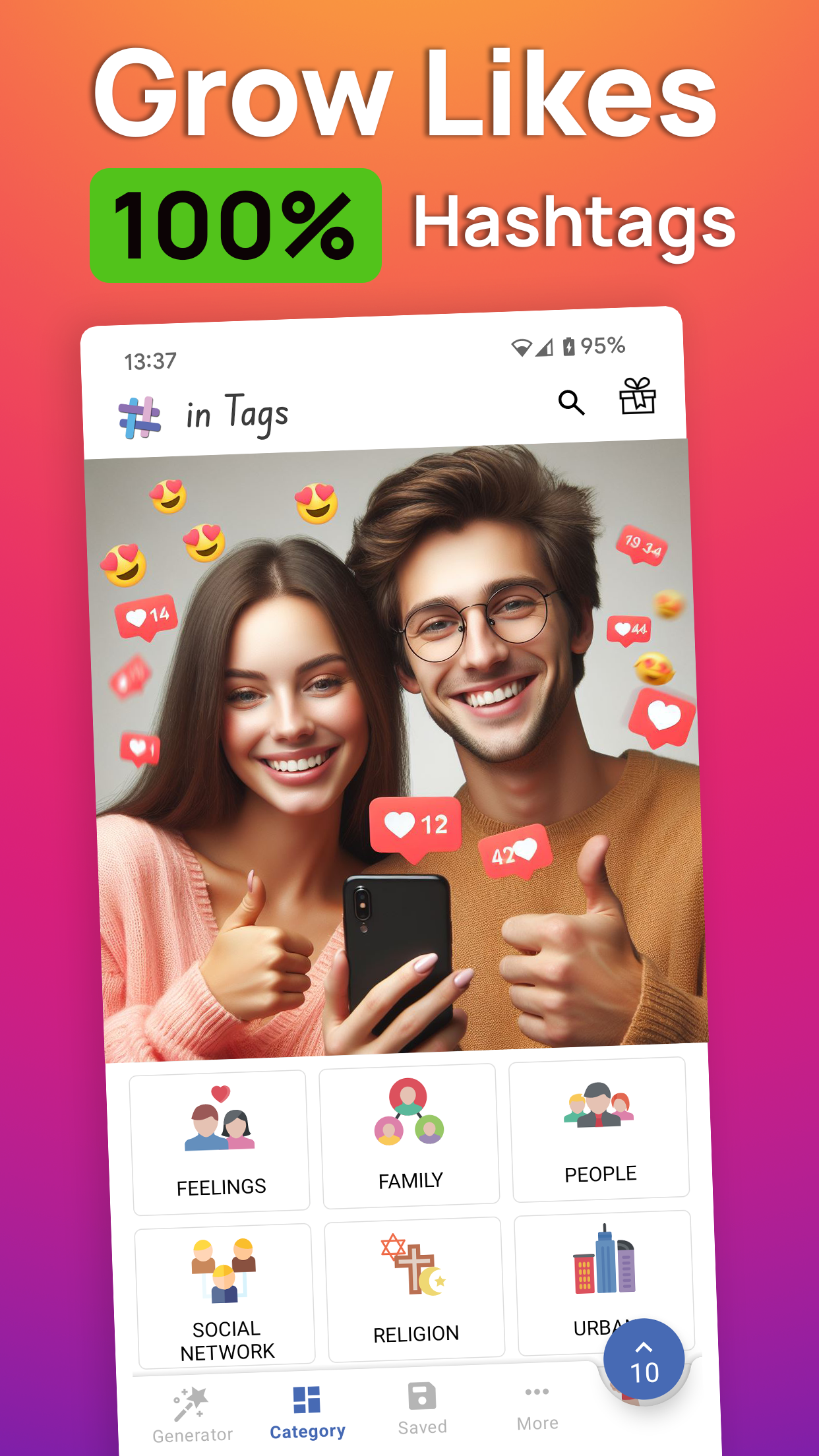 اسکرین شات 1 برنامه in Tags - AI Hashtag generator