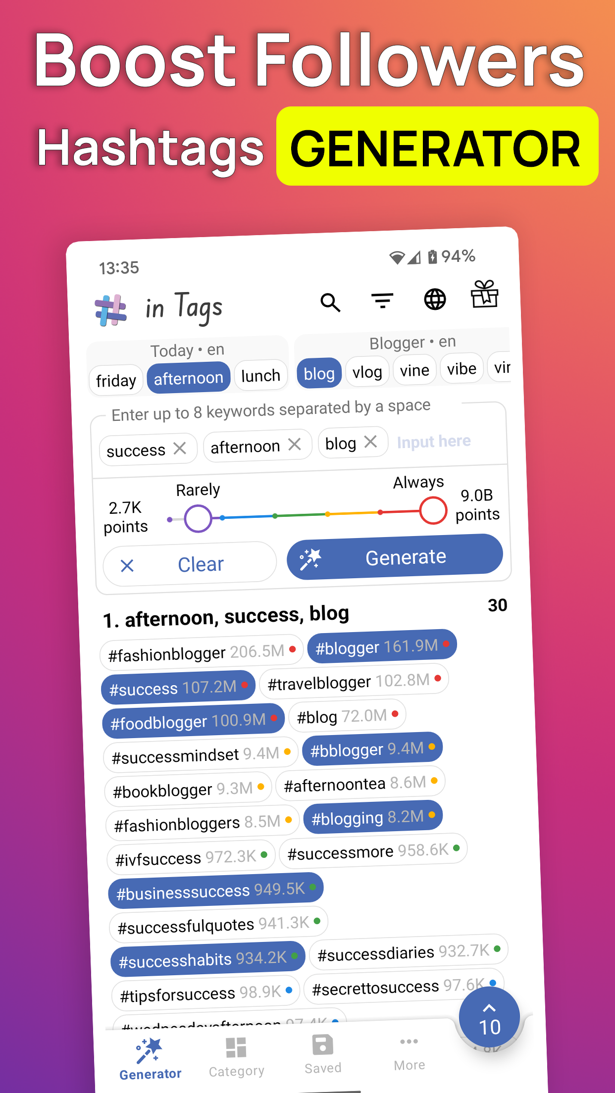 اسکرین شات 2 برنامه in Tags - AI Hashtag generator