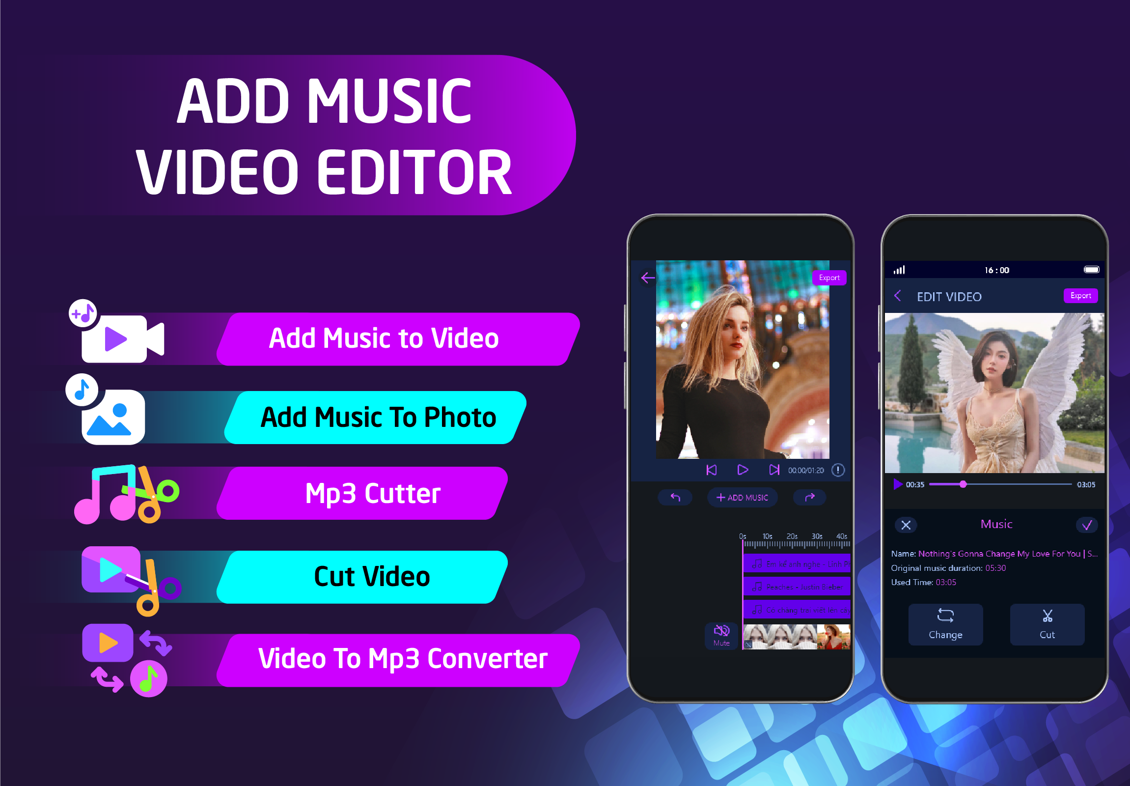 اسکرین شات 1 برنامه Add Music To Video Editor