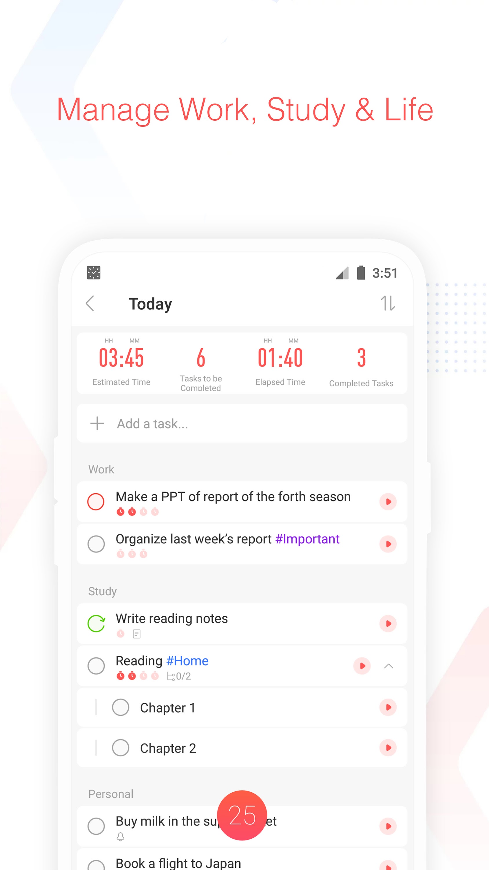 اسکرین شات 3 برنامه Focus To-Do: Pomodoro & Tasks