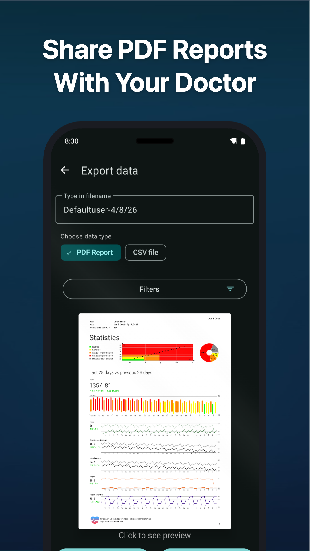 اسکرین شات 6 برنامه My Heart: Blood Pressure Log