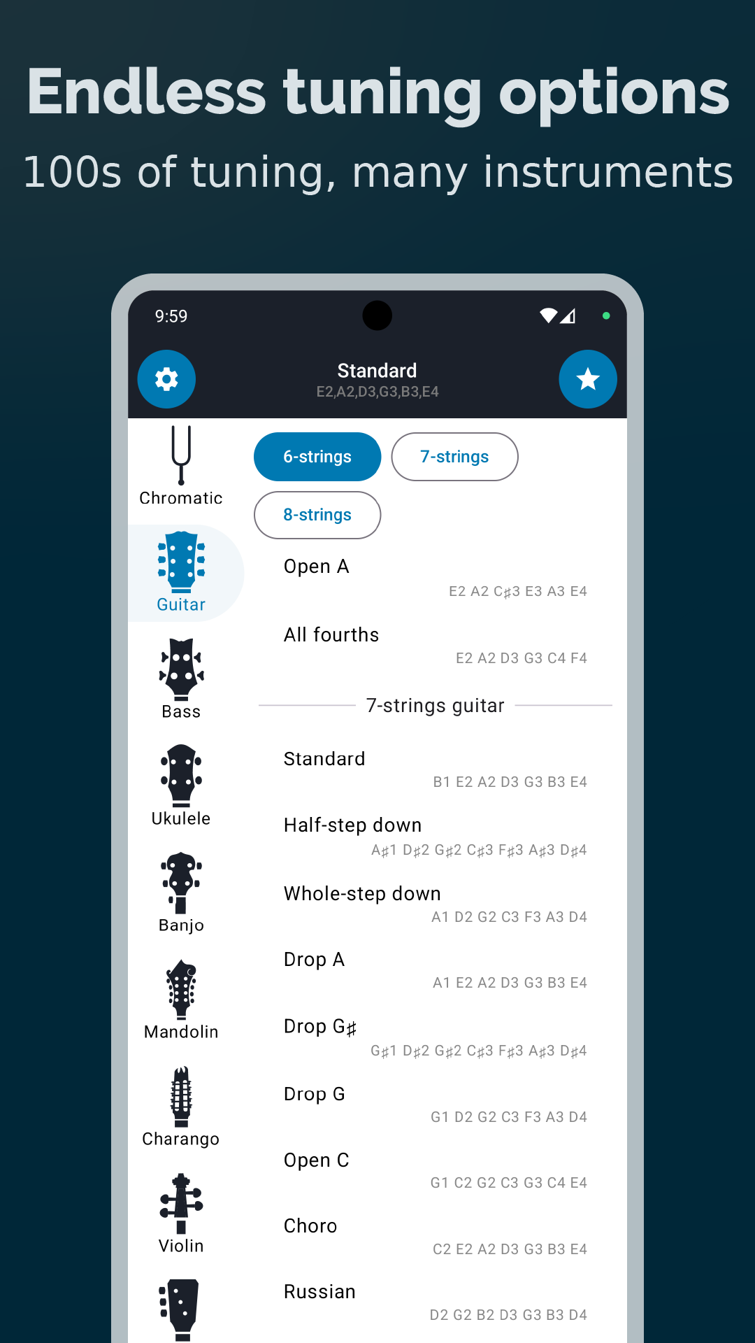 اسکرین شات 4 برنامه Guitar Tuner Guru