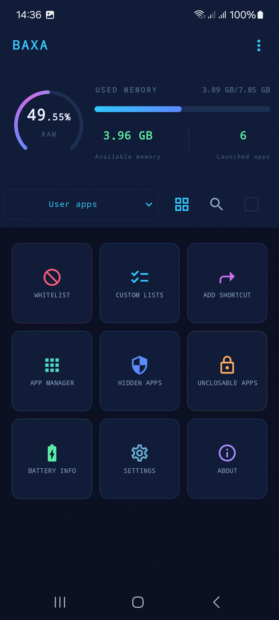 اسکرین شات 1 برنامه Baxa: Close apps - Ram Battery