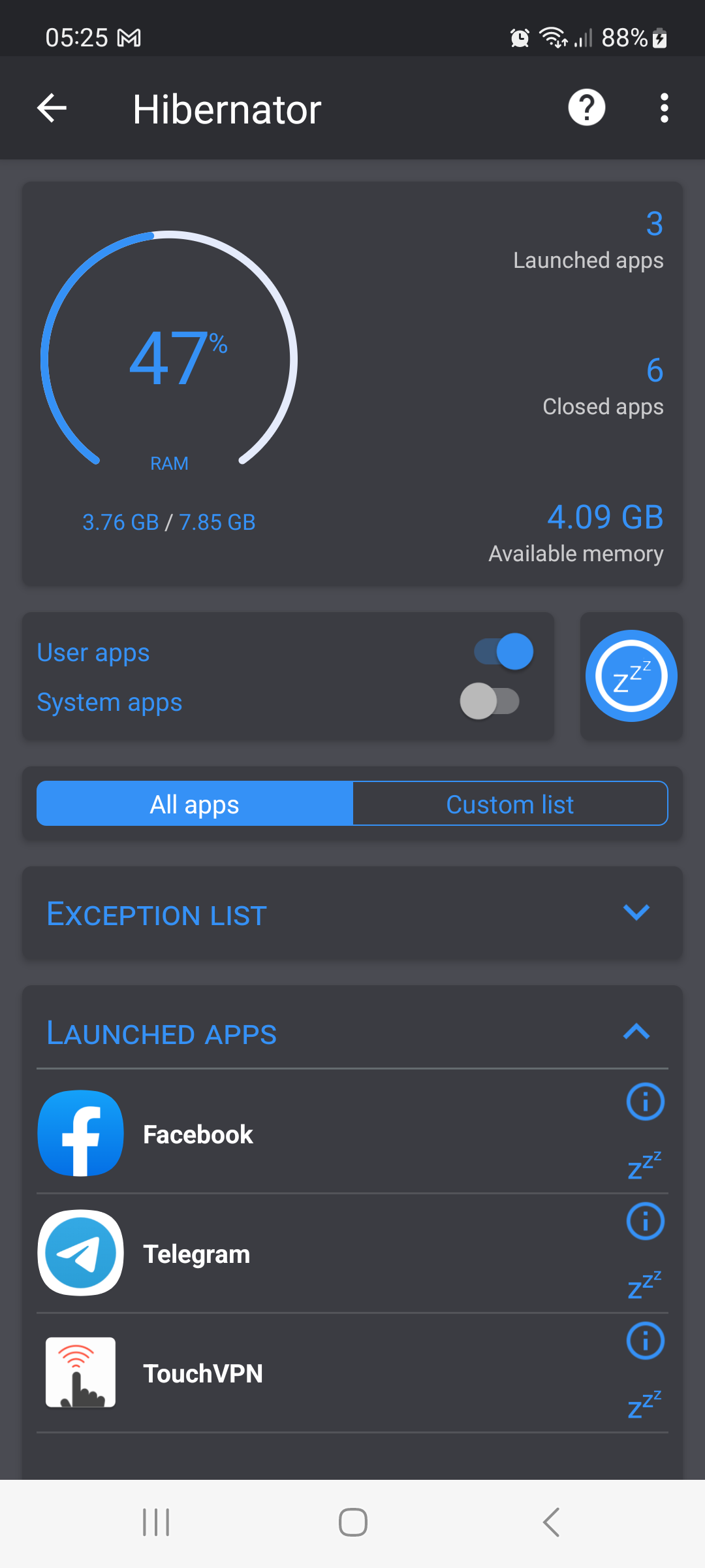 اسکرین شات 4 برنامه Hibernator: Force Stop Apps