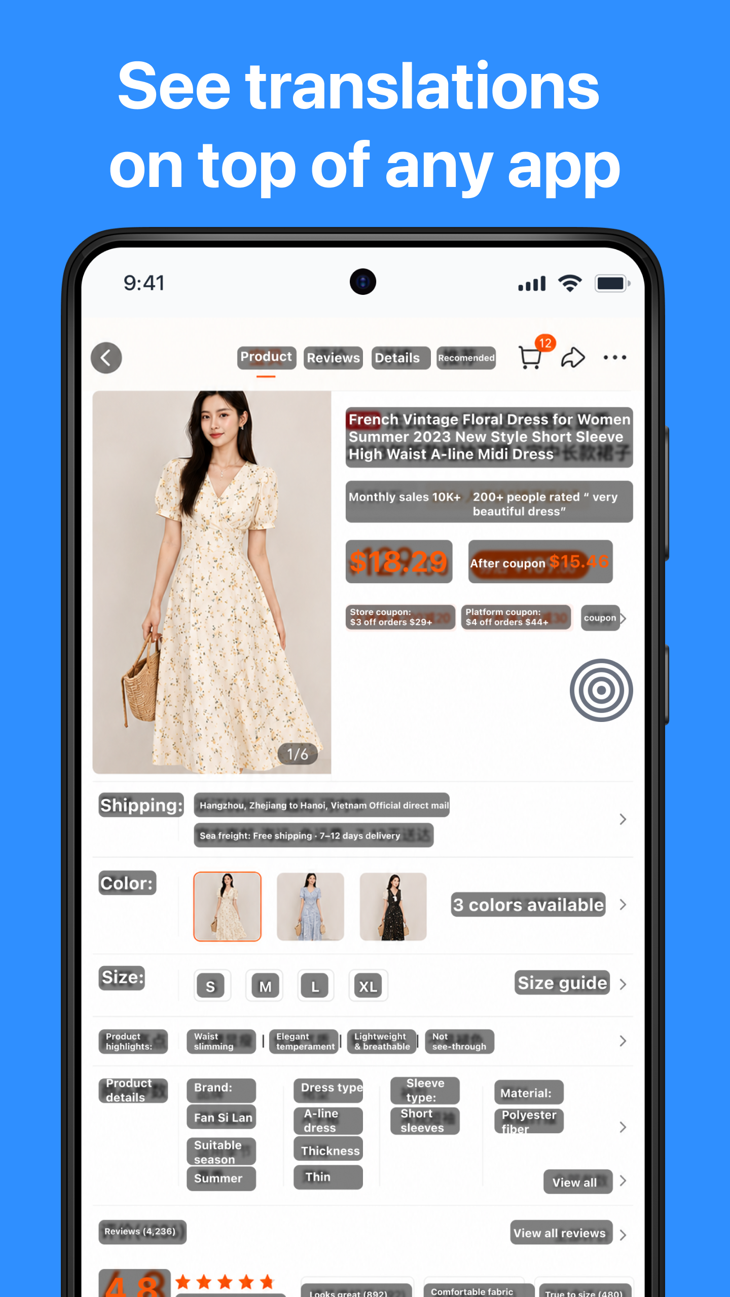اسکرین شات 2 برنامه Tap To Translate Screen