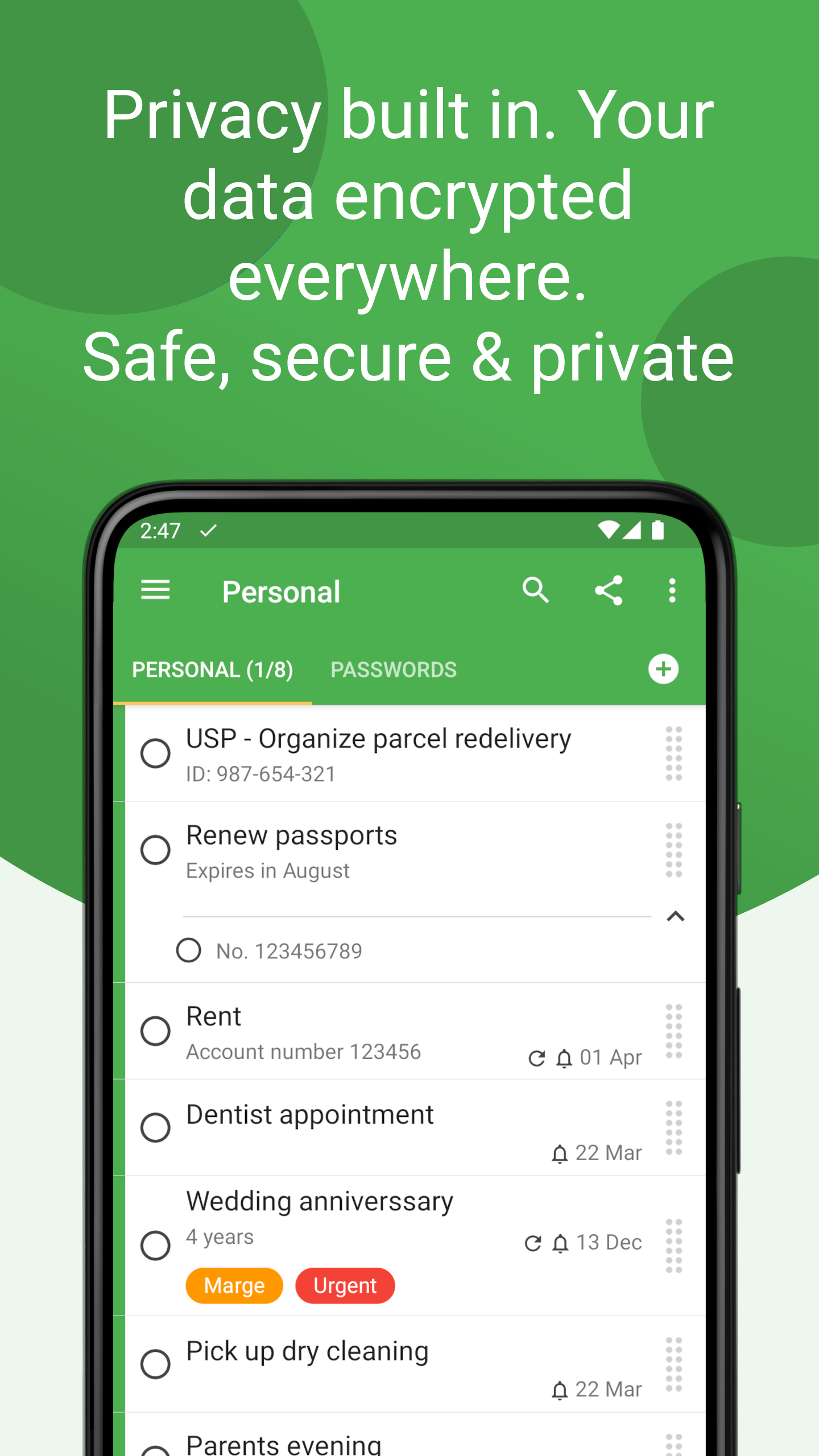 اسکرین شات 5 برنامه Tasks: To Do List & Reminders