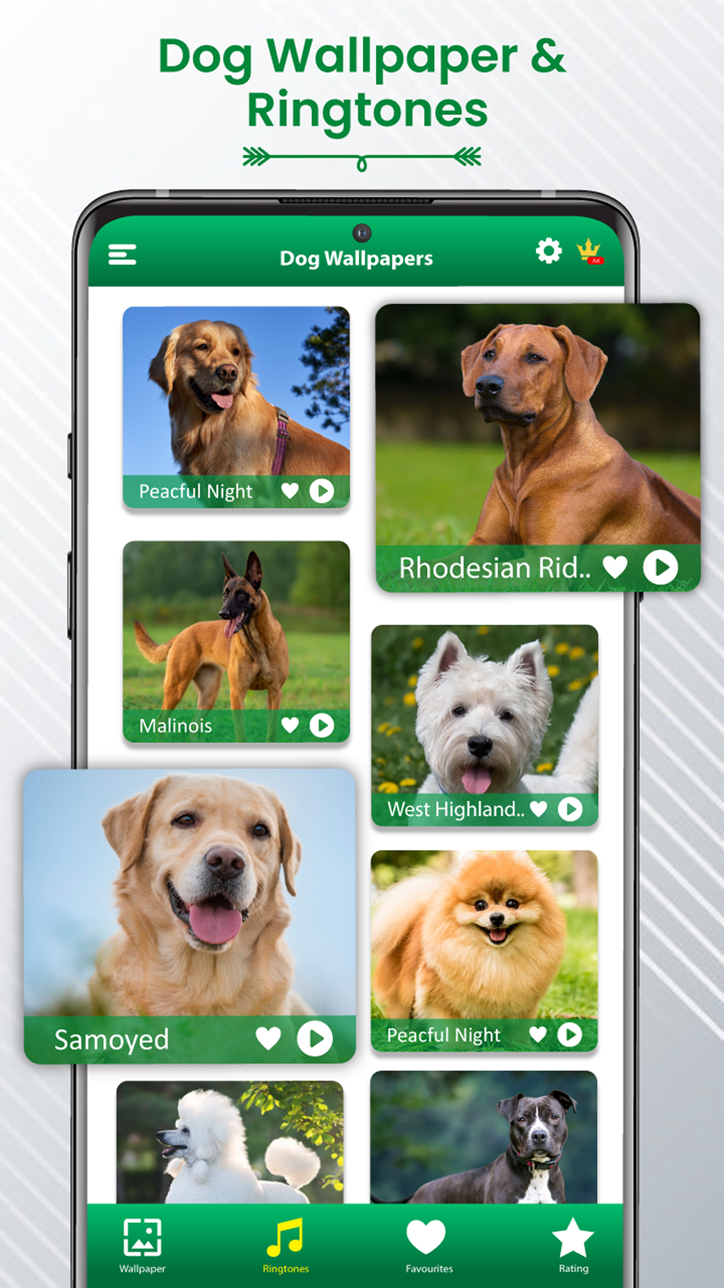اسکرین شات 1 برنامه Dog Sound Ringtones Wallpapers