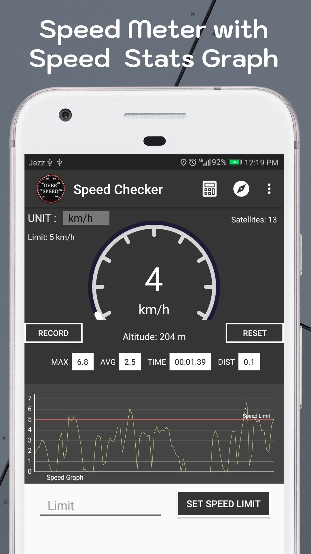 اسکرین شات 1 برنامه Speed Meter Over Speed Check