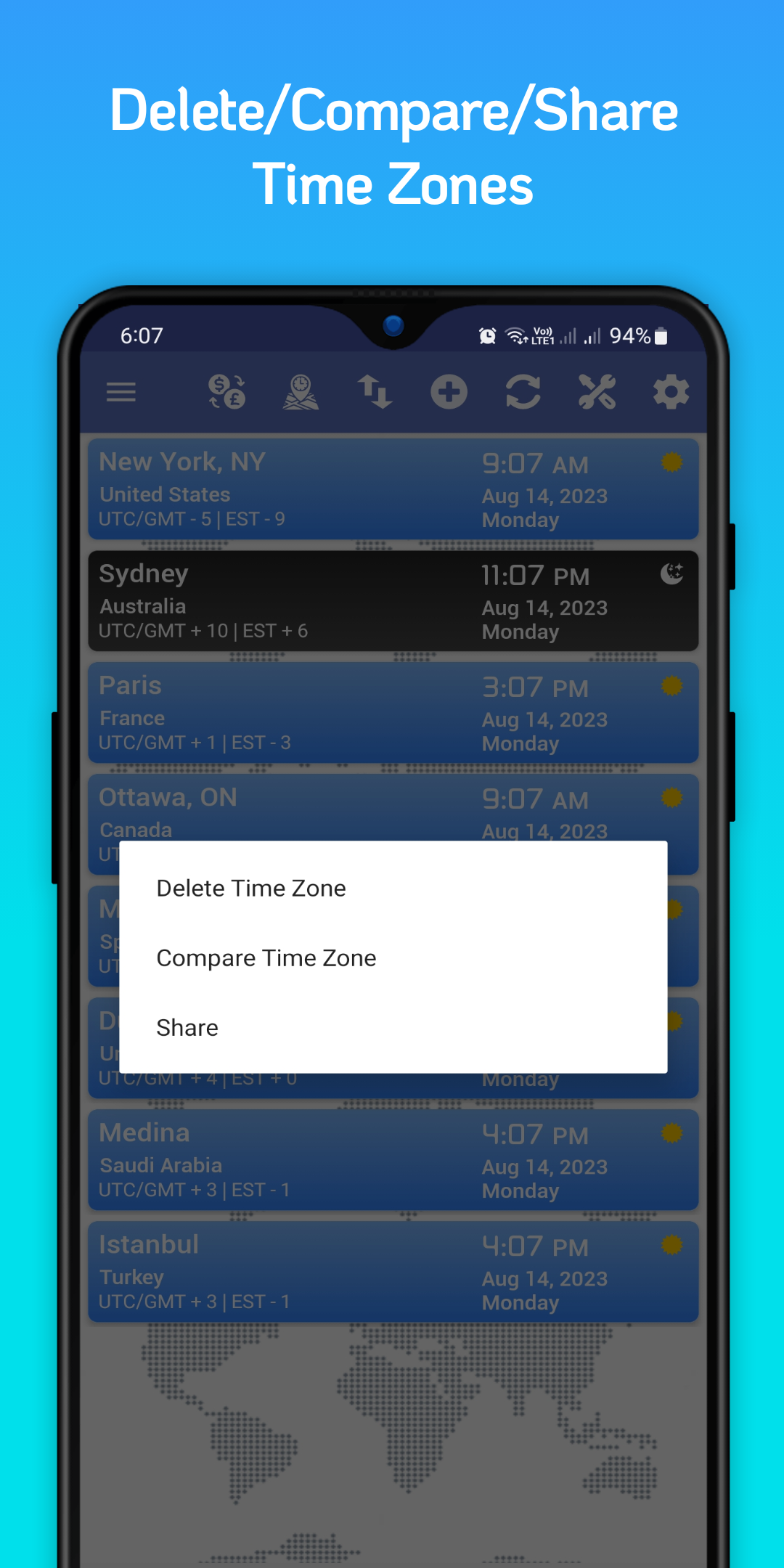 اسکرین شات 8 برنامه Worldclock Timezone Converter